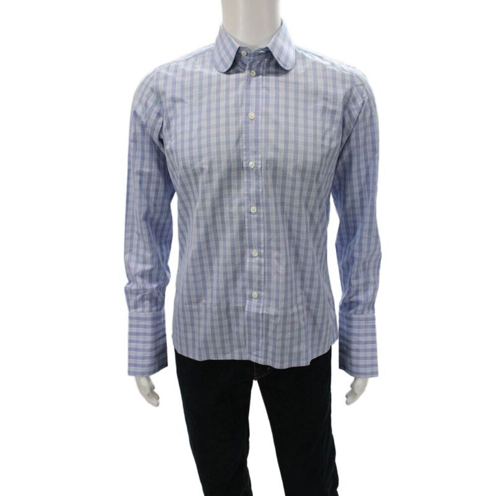 Ascot Chang Men's Casual Long Sleeves Button Down Plaid Shirt Size S